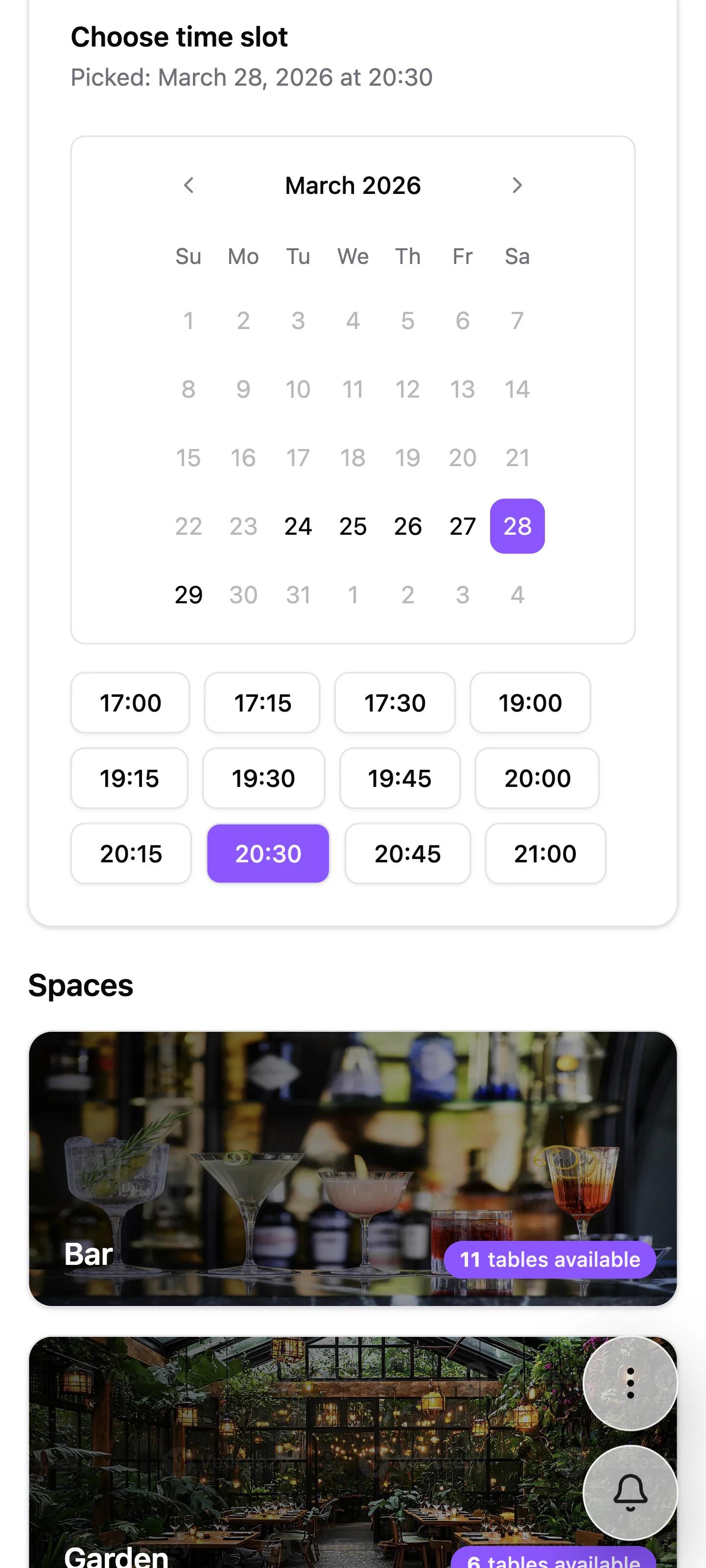 Choose time and date screen white